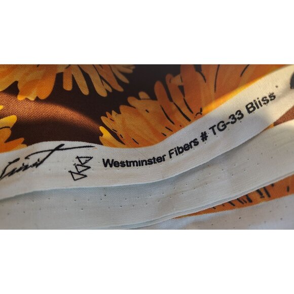 Material Cotton Yellow Flowers Brown background 4 yards TE-33 Bliss Annabella T - Picture 5 of 6